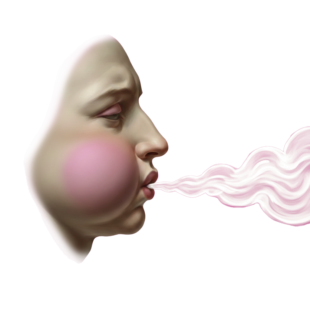  un visage qui souffle du vent